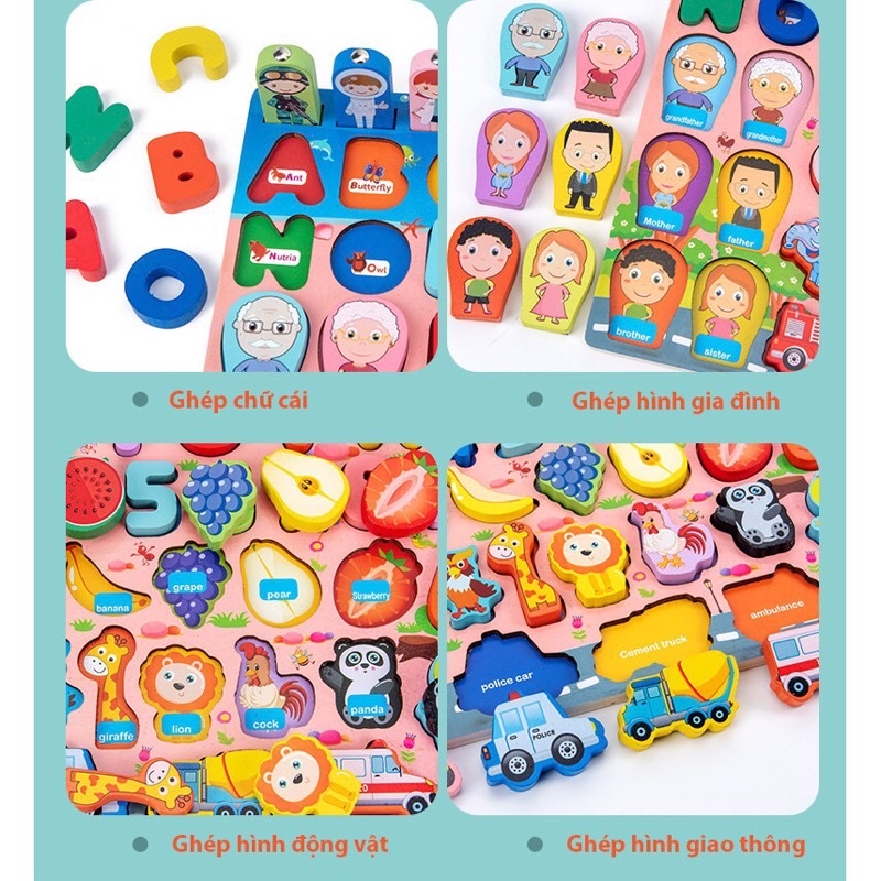 Đồ Chơi Thông Minh- Bảng Gỗ câu Cá đa Năng kèm bảng Chữ Cái
