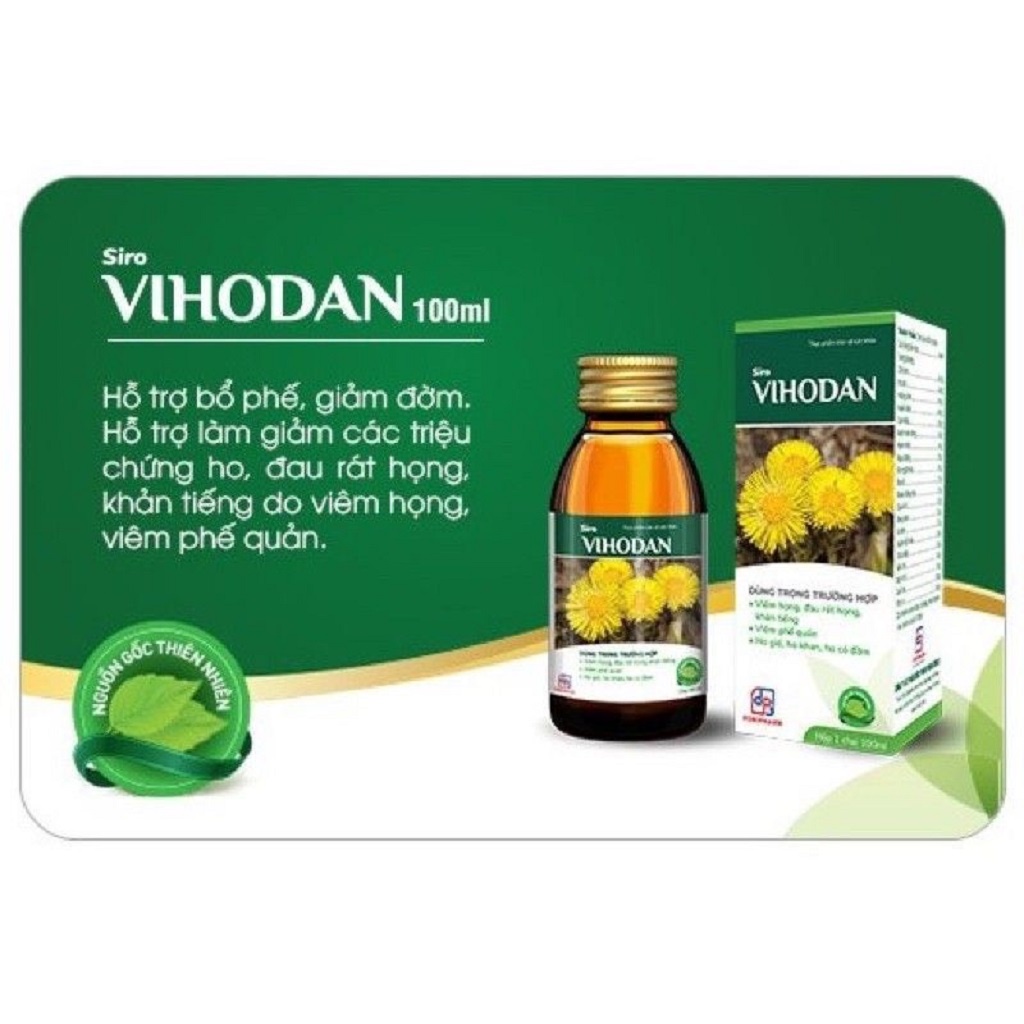 Siro Vihodan Tw3 hỗ trợ bổ phế giảm ho và đau rát họng chai 125ml