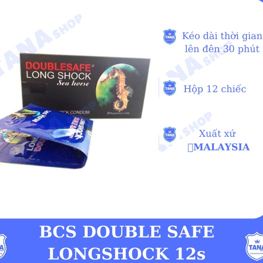 (BCS GÂN, GAI,THUỐC KÉO DÀI QUAN HỆ) Bao cao su cá ngựa Double Seahouse (HỘP 12C/45K)