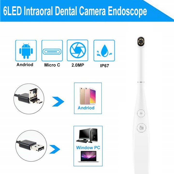 Camera 3 in 1 chuyên dụng soi răng có 6 đèn LED trợ sáng độ phân giải HD720p