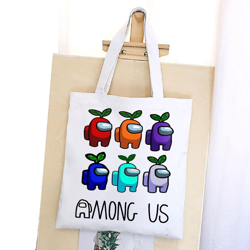 BST TÚI VẢI IN Among Us 1 ĐEO VAI TOTE CANVAS BAG CÓ KHÓA KÉO SIZE LỚN 33x38cm AOMIVN PHONG CÁCH CÁ TÍNH HOT TREND NHIỀU