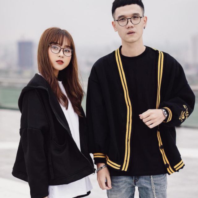 [Siêu Rẻ] Áo khoác cardigan viền bo dệt 2 sọc, (kèm hình thật)
