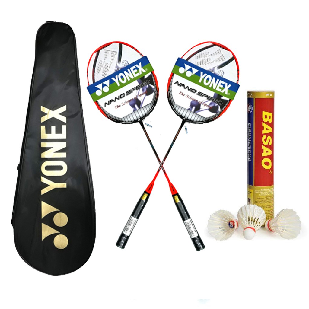 Vợt Cầu Lông Yonex Khung Carbon Căng Cước Sẵn 8kg + Tặng Kèm Ống Cầu Ba Sao Và Bao Đựng Vợt