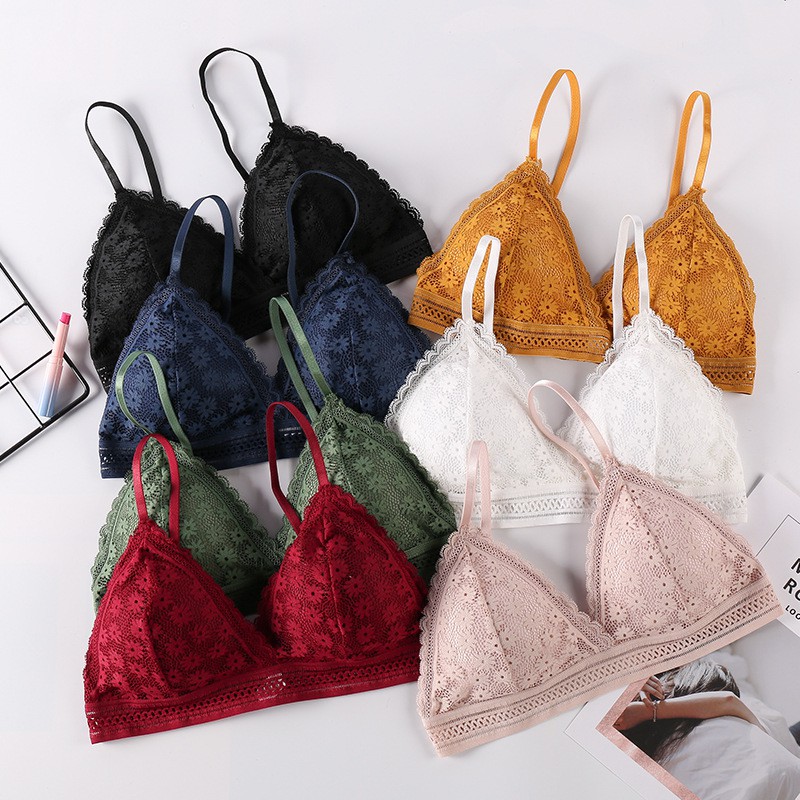 Áo lót Bralette kiểu Pháp áo không gọng mút mỏng tháo được nhiều màu