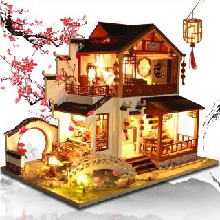 Kèm Mica và keo dán - Mô hình nhà gỗ búp bê Dollhouse DIY - P003 Down Blossoms