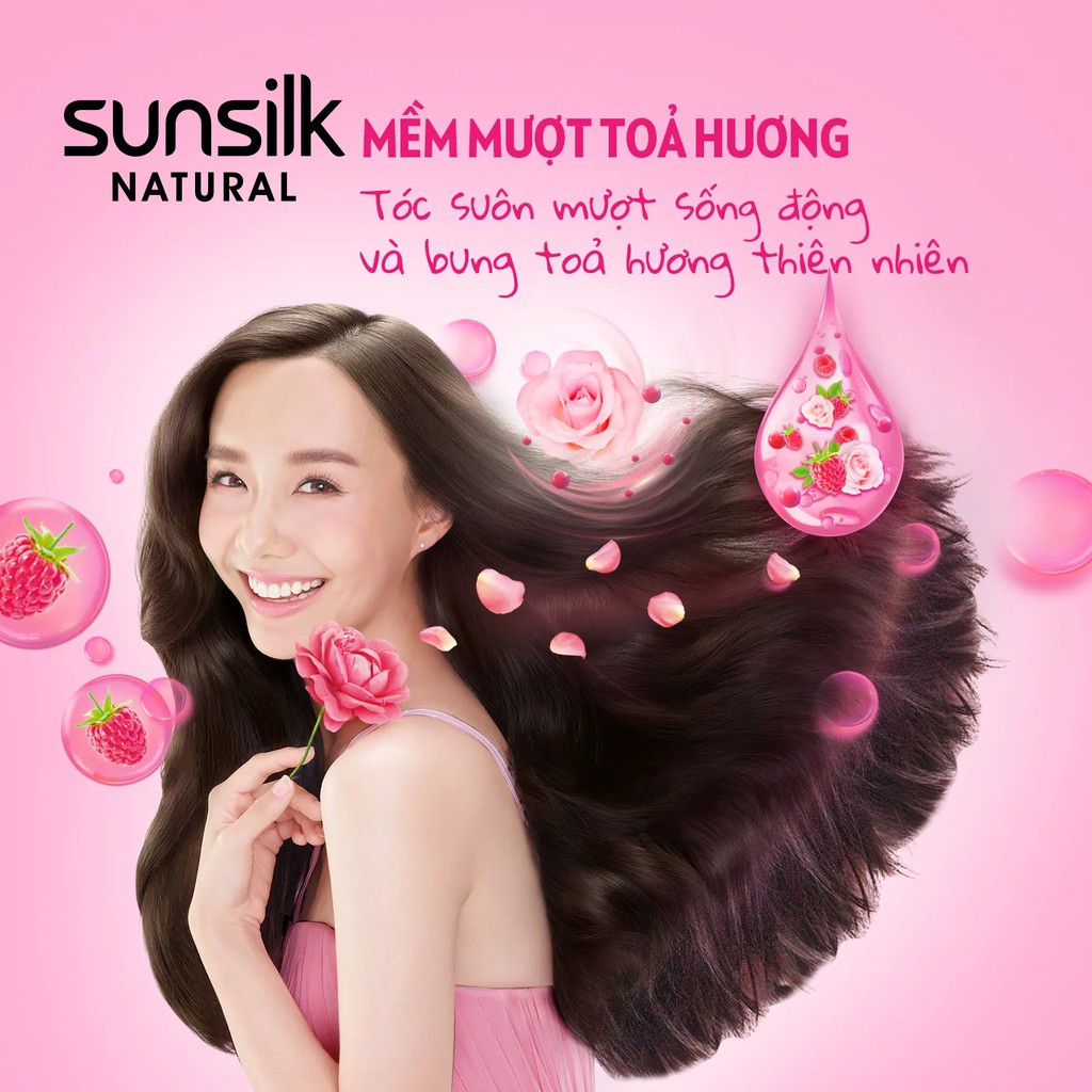 Dầu gội Sunsilk Natural 650g giúp ngăn gãy rụng, tóc suôn mượt với dưỡng chất thiên nhiên