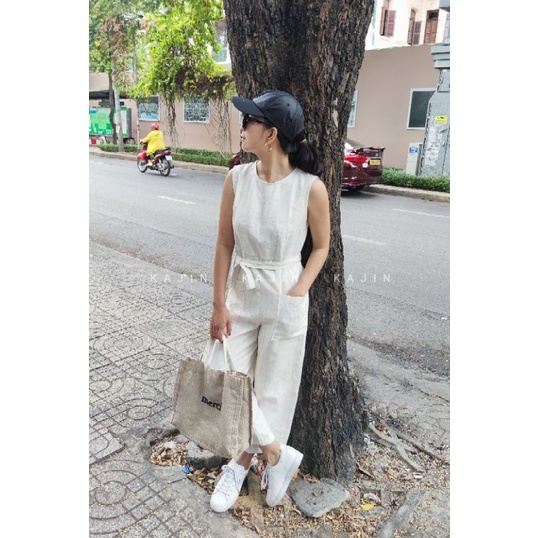 Jumpsuit Sọc Linen Tưng