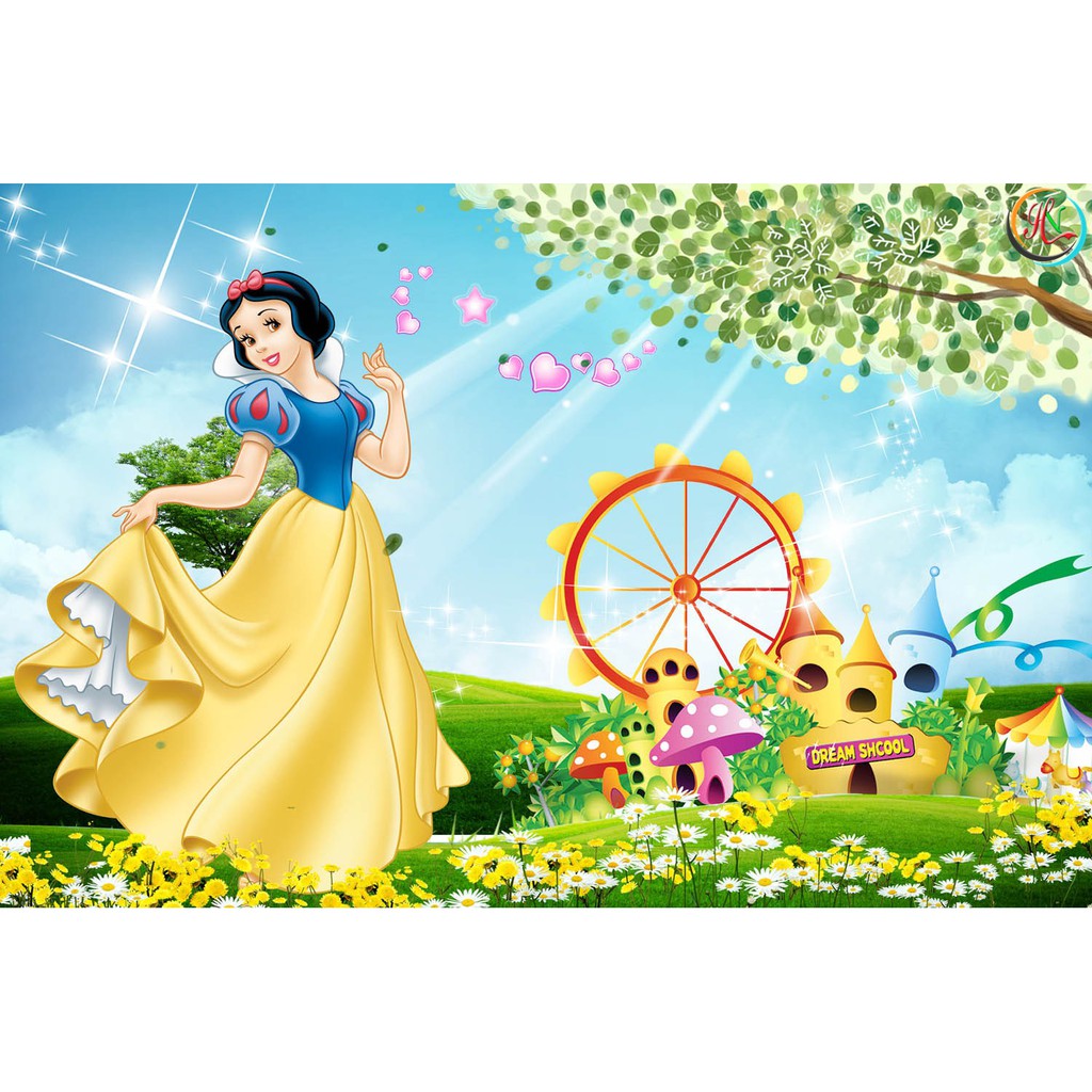 Tranh nàng Công chúa Bạch Tuyết xinh đẹp-size 60x90 hoặc yêu cầu-(in vải lụa)