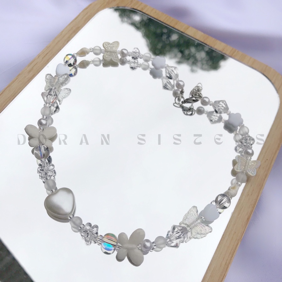 Vòng cổ - Dây chuyền hologram trái tim và các loại charm khác theo tone màu pastel có mắt xích phong cách Hàn Quốc 💜
