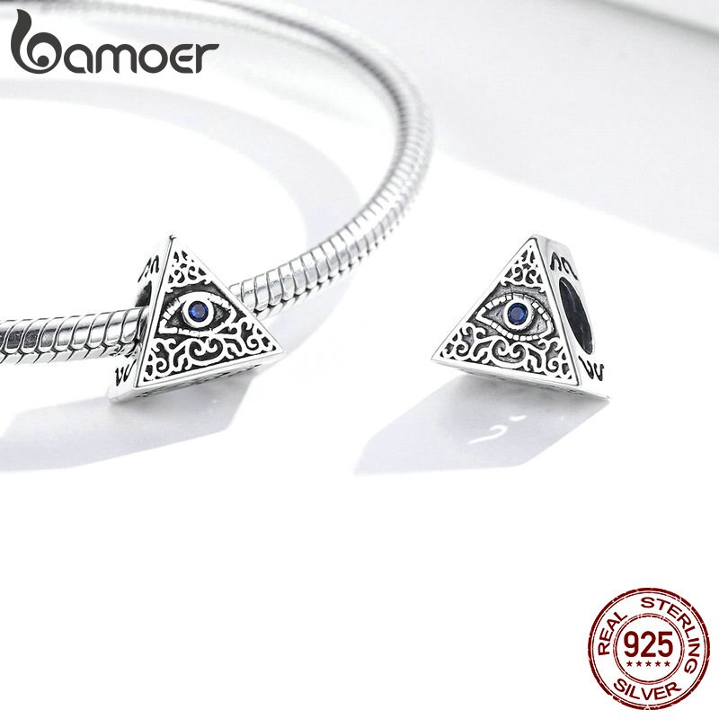 Hạt Trang Sức Bamoer SCC1567 Hình Mắt Bằng Bạc Sterling 925 Tráng Men 3mm Cho Làm Vòng Tay
