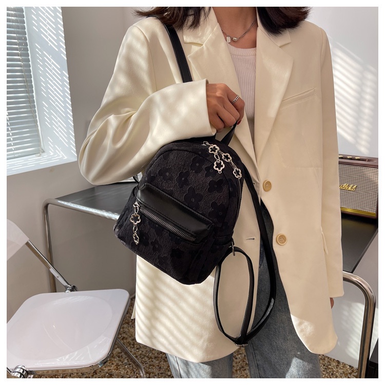 Ba Lô JASMIN NOIR Nữ Vải Canvas Đính Núm Tua Xinh Xắn