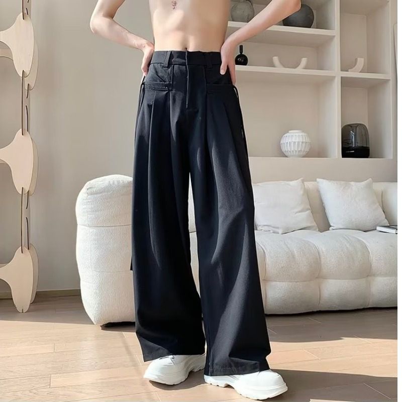 Quần Dài Lưng Cao Ống Suông Thời Trang Đường Phố Cá Tính Cho Nam