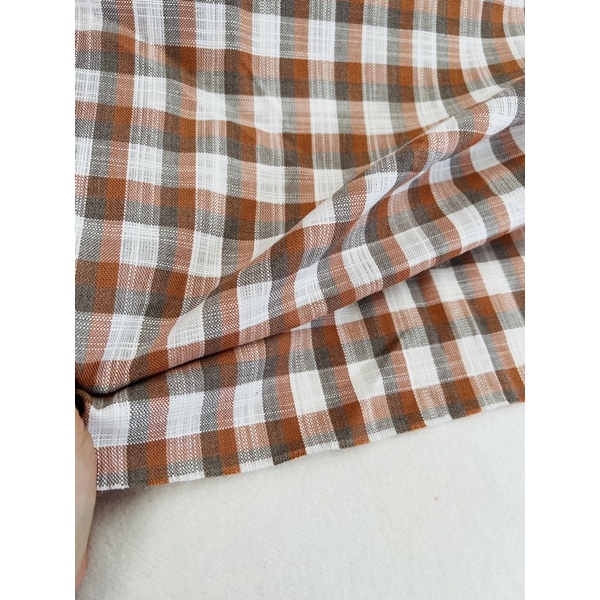 Vải linen gân carô màu vintage