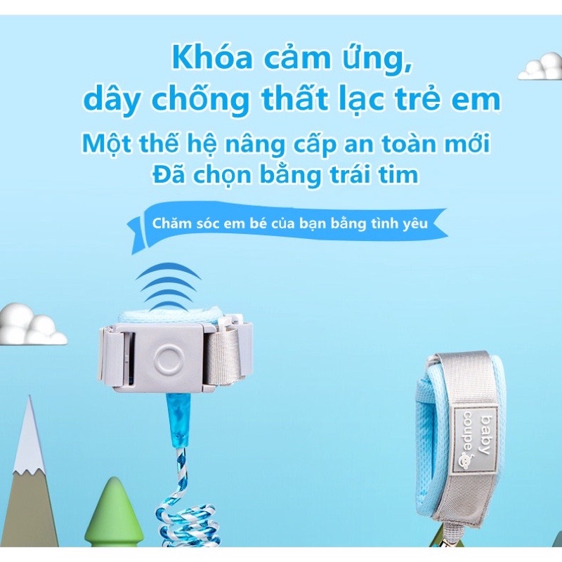 Dây Đai Chống Lạc Cho Bé, Dây Dắt Trẻ Em Đi Dạo Chống Đi Lạc Lõi Thép, Chống Xoắn, Có Khóa An Toàn