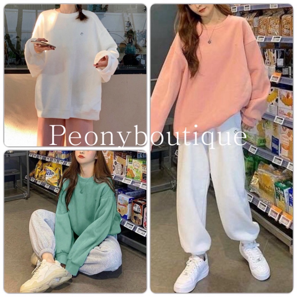 🌸 Bộ sweater form rộng áo nỉ tay bồng nhiều màu cá