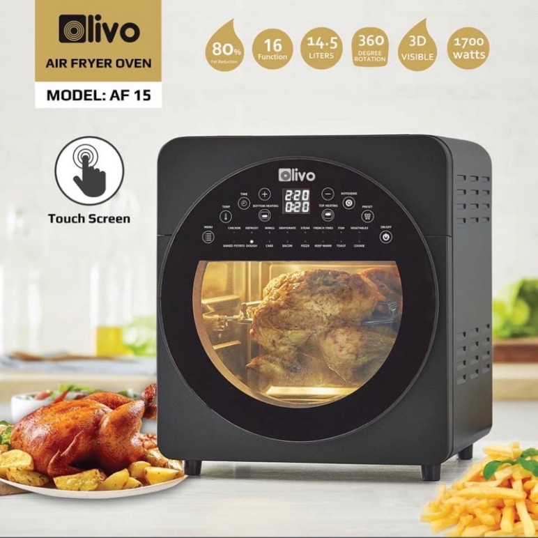 Nồi Chiên Không Dầu OLIVO AF15 15Lít - 16 Chức Năng Nướng - Thương Hiệu Mỹ - [BẢO HÀNH CHÍNH HÃNG]