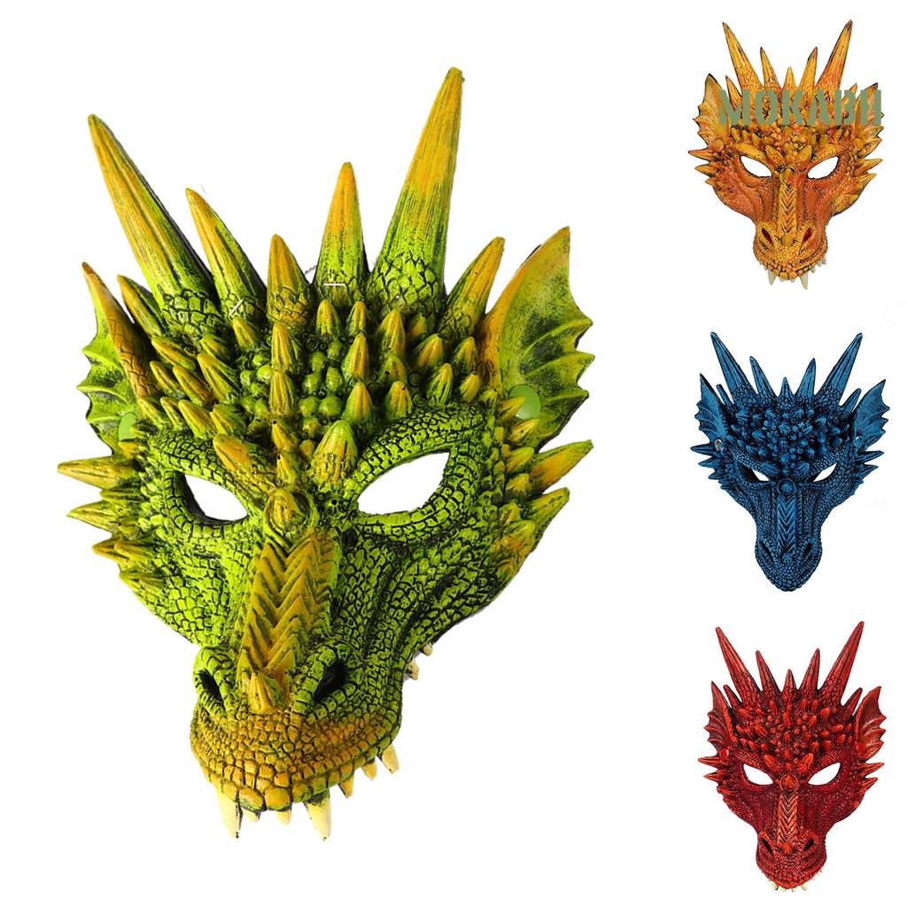 Kẹp Tóc Giả Da Đính Mặt Động Vật 3D Hóa Trang Halloween