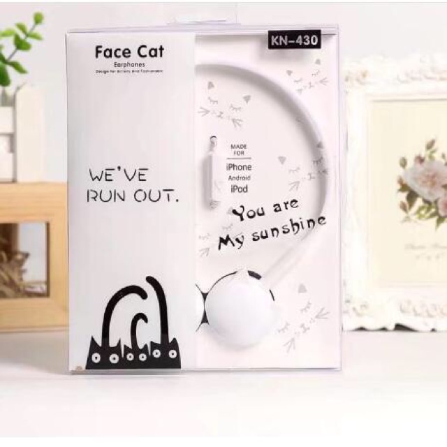 Tai nghe chụp tai mèo kèm mic Face cat earphones siêu dễ thương, tai nghe mèo rose case