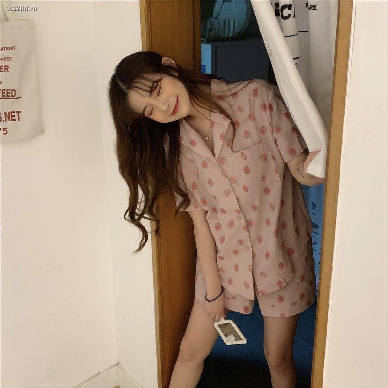 Bộ Đồ Ngủ Ngắn Tay In Họa Tiết Dâu Tây Dễ Thương Phong Cách Hàn Quốc Cho Nữ | BigBuy360 - bigbuy360.vn