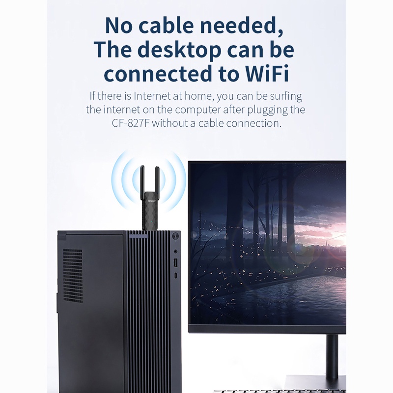 Thẻ Phát WiFi CF-827F 300Mbps Cho Máy Tính Kèm 2 Ăng Ten
