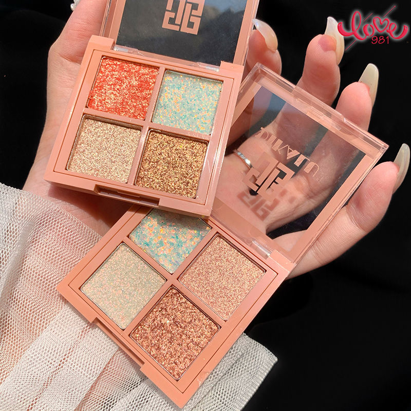(hàng Mới Về) Bảng Phấn Mắt 4 Màu Sắc Ánh Nhũ Lấp Lánh Trang Điểm Cho Người Mới Bắt Đầu