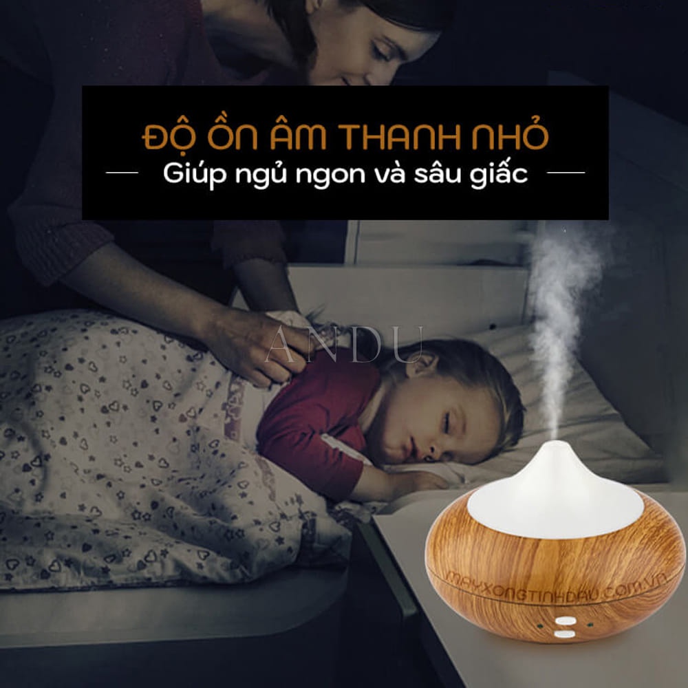 Máy Phun Sương Tinh Dầu Vân Gỗ Hình Bí Ngô, Máy Khuếch Tán Tinh Dầu 500ml + Tặng Kèm Tinh Dầu