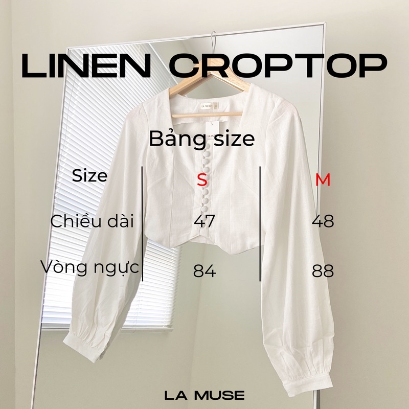 Áo croptop LAMUSE vải Linen vạt nhọn khoá kéo bên hông (Linen Croptop)