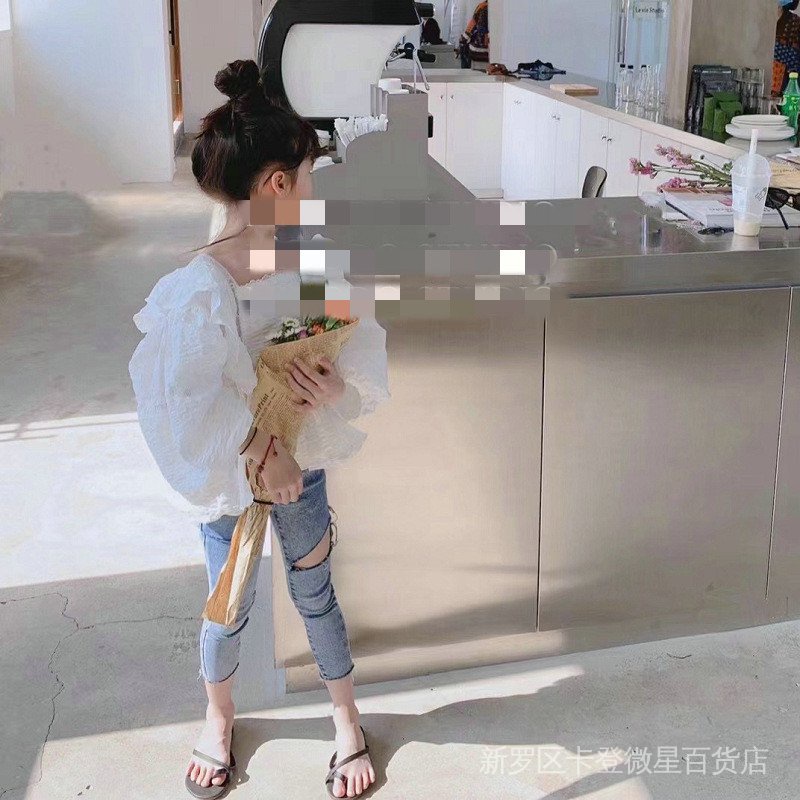 Quần Jean Rách Dáng Ôm Co Giãn Thời Trang Hàn Quốc Cho Bé Gái