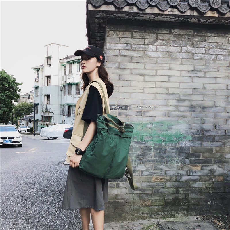 Balo Kiểu Vuông Vải Kaki Cao Cấp Phong Cách Unisex Bụi Bặm, Cá Tính Cho Nam Và Nữ
