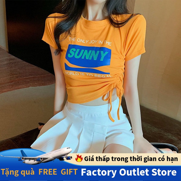 New Summer Fashion New Summer Open Waist Button T-shirt For Women