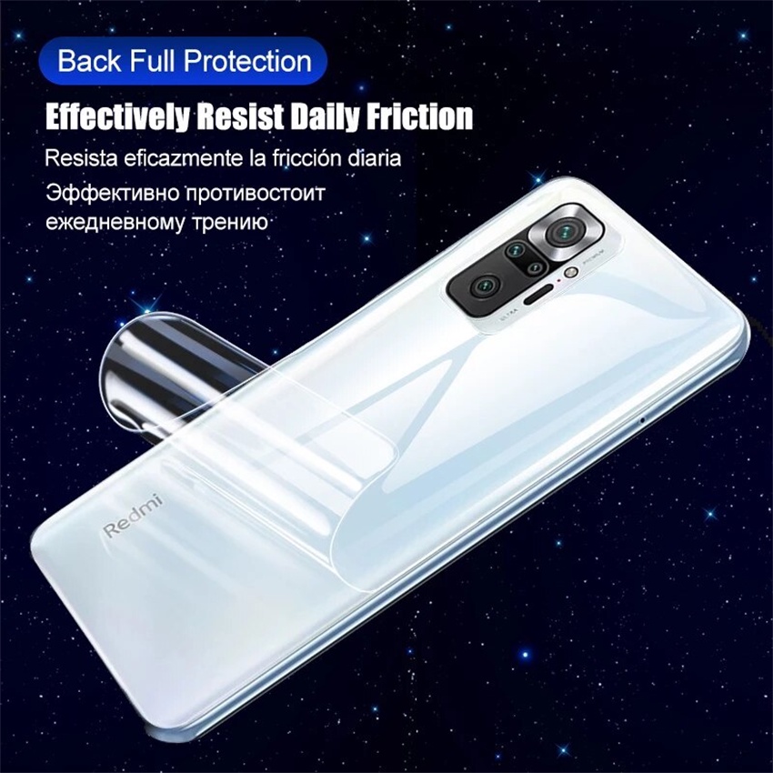 3-in-1 AG Kính Cường Lực Gốm Dẻo Siêu Dẻo Mặt trước và mặt sau và bảo vệ màn hình ống kính máy ảnh cho Xiaomi Redmi Note 10 9 8 7 Pro Max 9s 9T 9A 8A 7A PPF sau