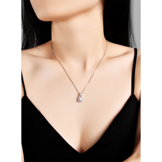 Thời trang Square Bag S925 Bạc nhập khẩu cao Carbon Diamond Ring Earrings Necklace Jewelry Set