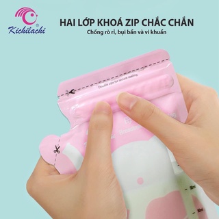 Hộp 30 túi trữ sữa Mẹ 150ml Kichi có cảm ứng nhiệt / MamiCare - K30V - có vòi rót