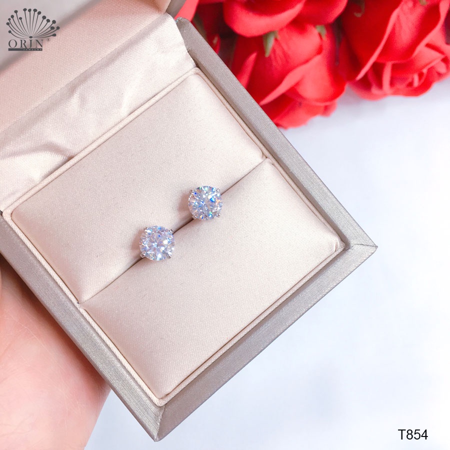 Bông tai bạc viên đá trắng đơn giản thiết kế cao cấp Orin T854