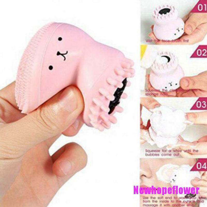 [Hàng mới về] Dụng cụ rửa mặt bằng silicone hình bạch tuộc dễ thương tiện dụng