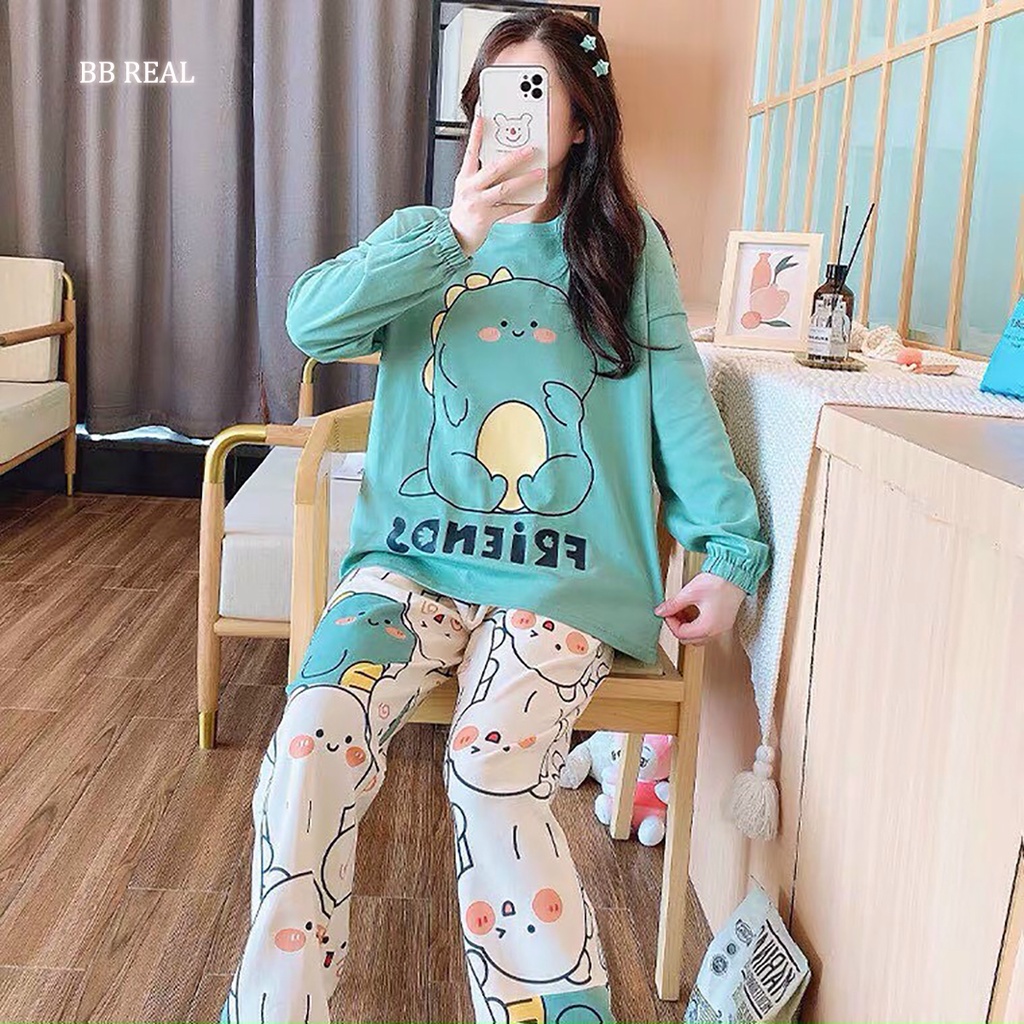 Đồ Bộ Mặc ở Nhà Bộ Đồ Ngủ Nữ Quần Dài Pijama Thun Lạnh Đẹp [CODE 25-28] Freesize Từ 45-60Kg - BB REAL | BigBuy360 - bigbuy360.vn
