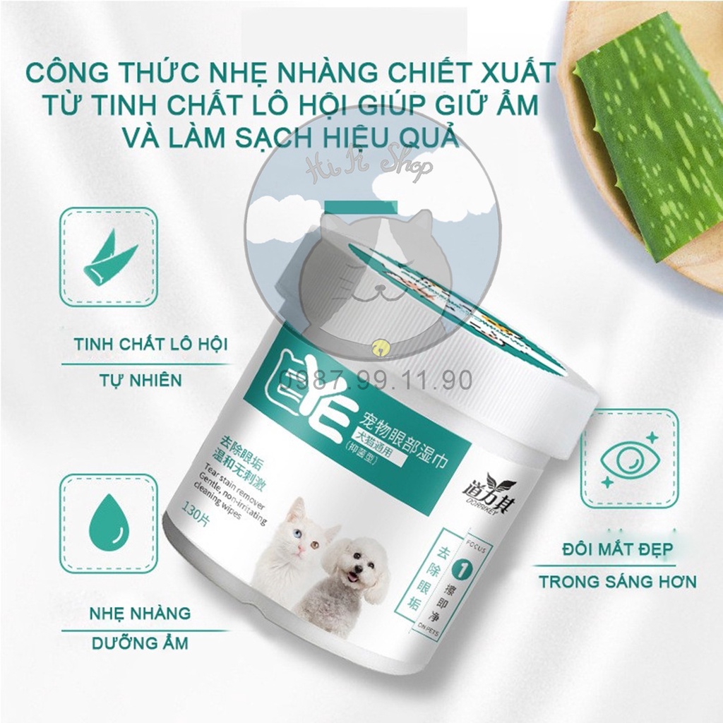 Set 200 Khăn Bông Vệ Sinh Mắt Và Tai Cho Chó Mèo Hộp 200 Cái Dành Cho Thú Cưng