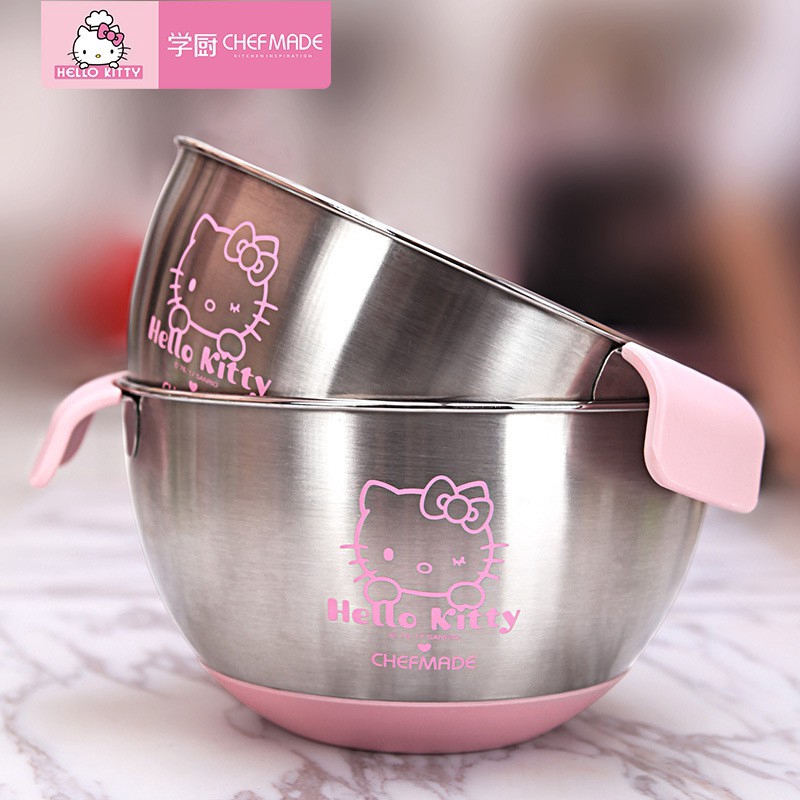 Chảo Chiên Trứng Bằng Thép Không Gỉ 304 Có Tay Cầm Chống Trượt Hình Hello Kitty