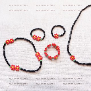 Vòng tay hạt cườm hoa trà đỏ #camellia (UPDATE MẪU MỚI)