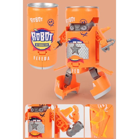 Đồ Chơi Robot Biến Hình Lon Nước, Đồ Chơi Siêu Nhân Lon Nước, Đồ Chơi Lắp Ráp Cho Bé 02136