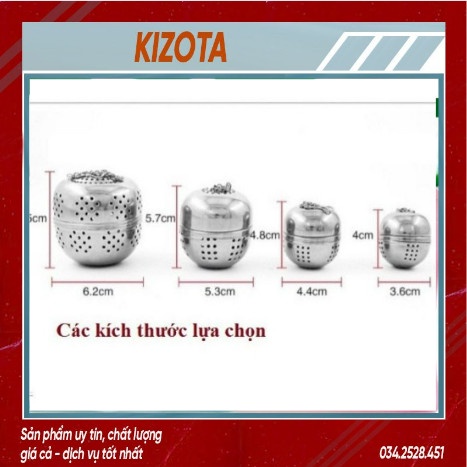 Bóng Lọc Trà inox mạ bạc cao cấp có dây treo tiện lợi- nhiều kích thước- KIZOTA