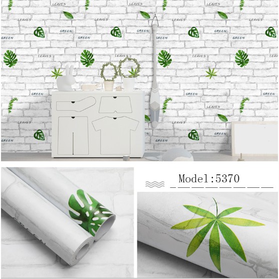 10m GIẤY DÁN TƯỜNG GIẢ GẠCH LÁ NHIỆT ĐỚI | BigBuy360 - bigbuy360.vn