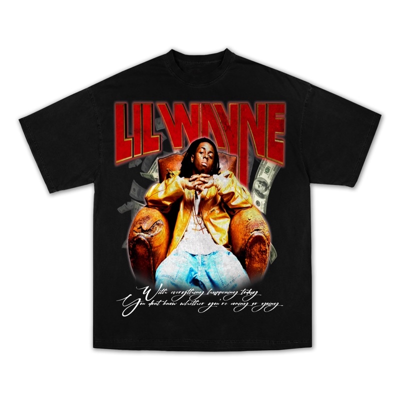 BLANK | Áo Thun LIL WAYNE Tay Lỡ Unisex - Đen/Trắng Cổ Tròn