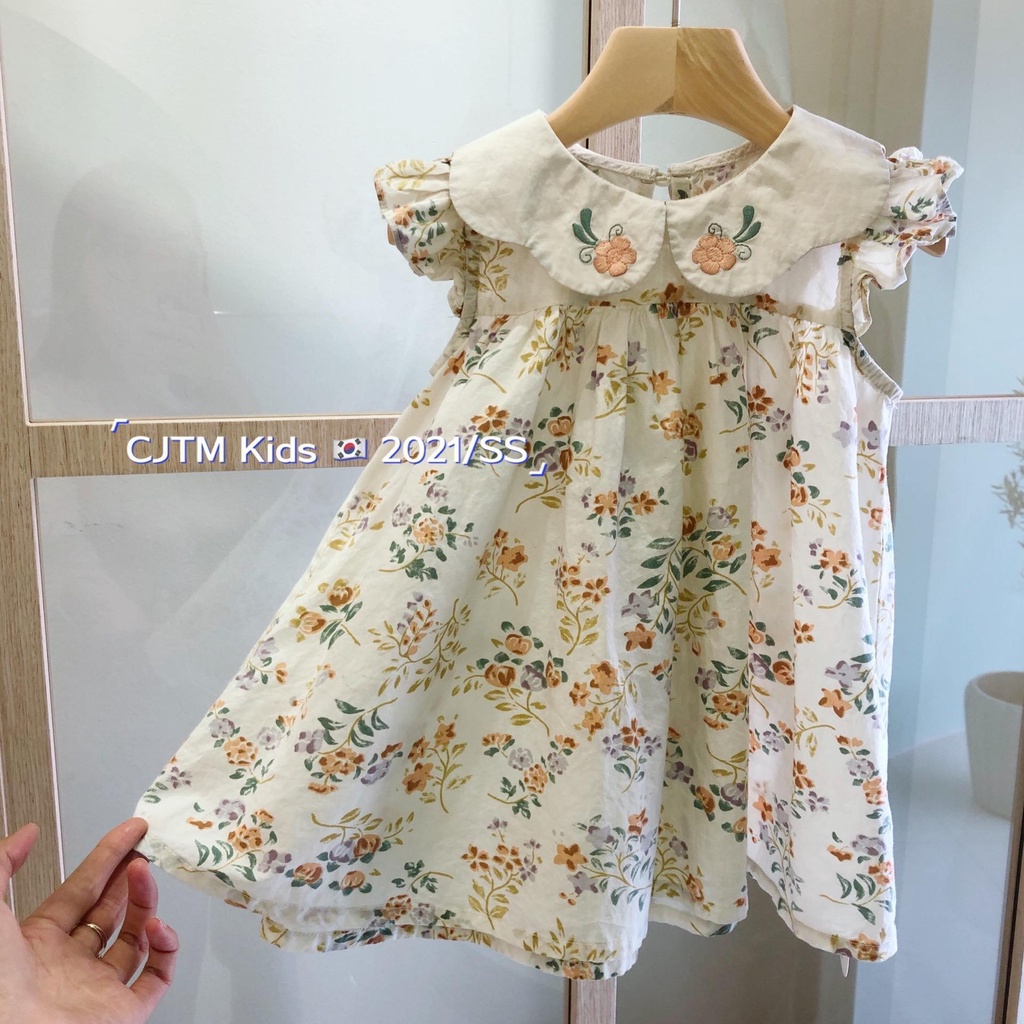 Đầm Cotton Trơn Mùa Hè Phong Cách Nhật Hàn Mới 2022 Cho Bé Gái