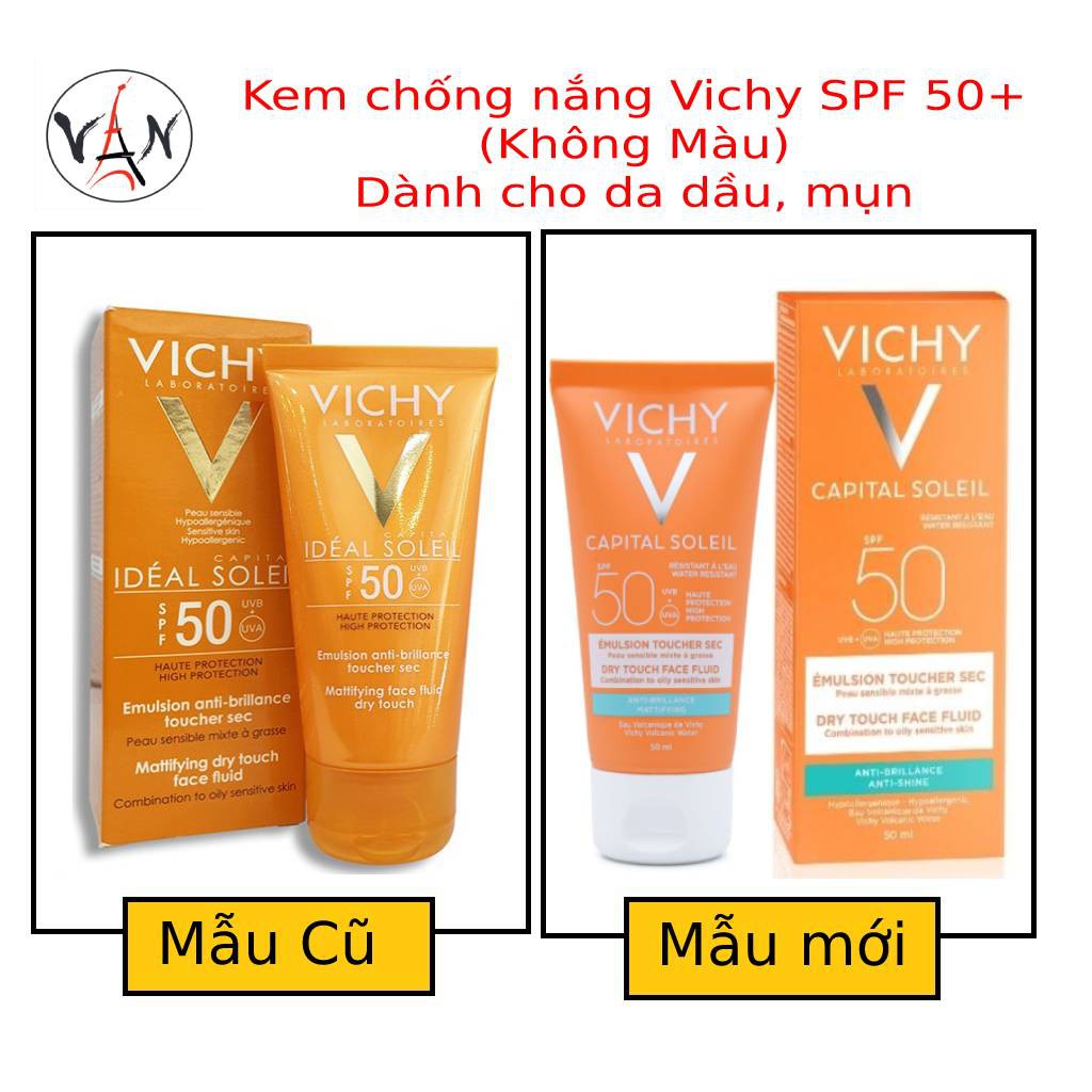 [ Vichy] Kem chống nắng Vichy spf 50+ Dành cho da nhạy cảm dầu nhờn 50ml Mẫu mới