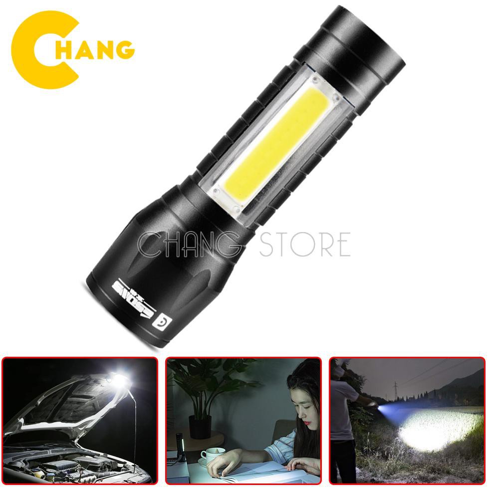 Đèn pin mini siêu sáng T1 3 chế độ sáng, chống nước, kèm hộp + cáp sạc