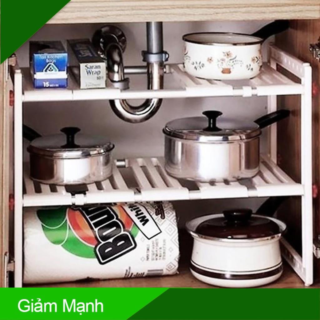 (Giảm Mạnh) Kệ Để Xoong Nồi Gầm Bếp 2 Tầng ĐA NĂNG Gọn Gàng, Ngăn Nắp KHUNG INOX CHỊU LỰC