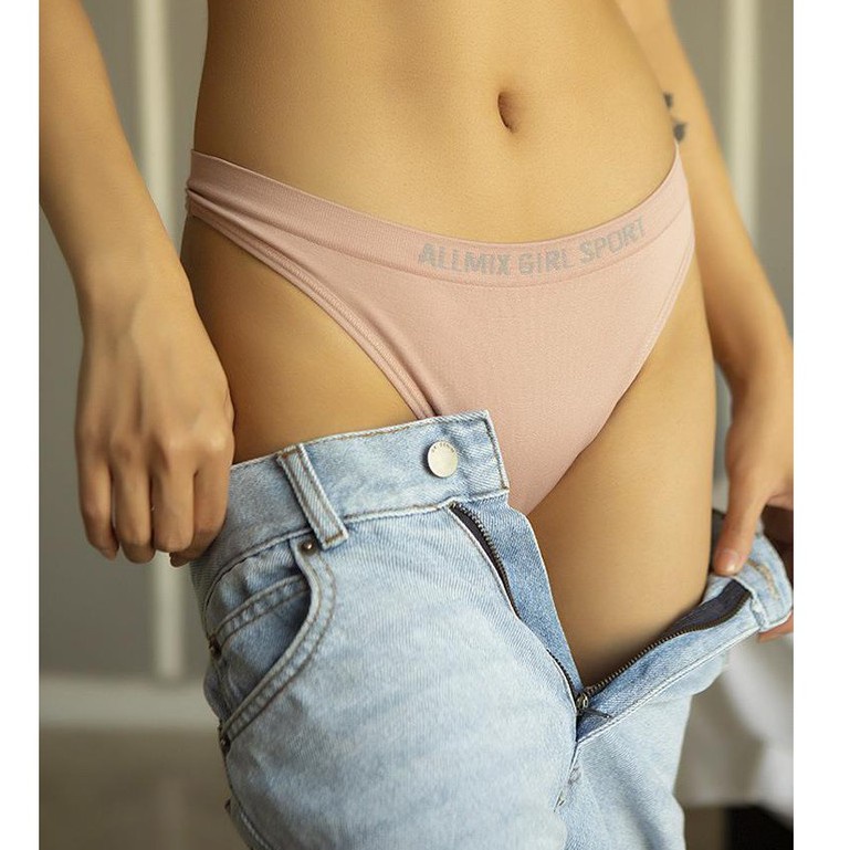 Quần Lọt Khe Nữ ❤️FREESHIP❤️ Quần Lót Nữ Cotton Lọt Khe cạp in chữ ALLMIX GIRL SPORT cá tính mã 5868