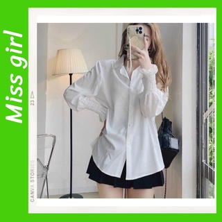 Áo sơ mi trắng nữ tay bồng Missgirl
