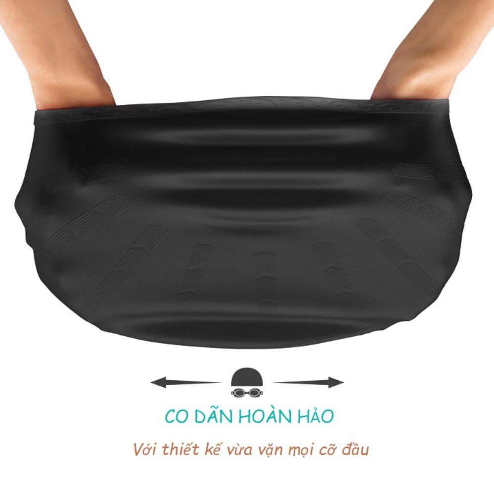 Mũ bơi người lớn, nón bơi người lớn chất liệu Silicone ngăn nước cao cấp SPORTY